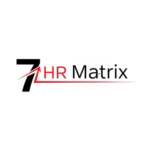 AI Design for my logo name is 7 hr matrix for hrms project with red , black, white theme