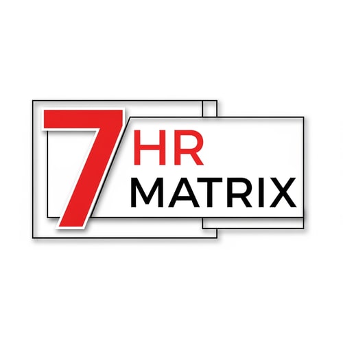 AI Design for my logo name is 7 hr matrix for hrms project with red , black, white theme