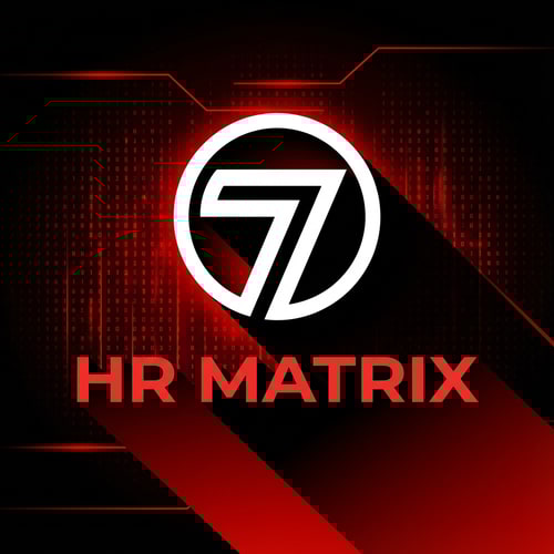 AI Design for my logo name is 7 hr matrix with red , black, white theme, make the digner 7