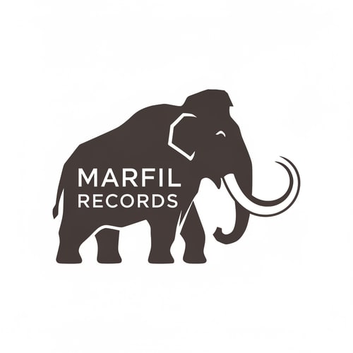 AI Design for I would like you to create a logo with the shape of Mamut and indside written: Marfil Records. thank you