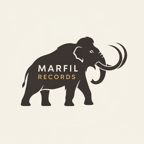 AI Design for I would like you to create a logo with the shape of Mamut and indside written: Marfil Records. thank you