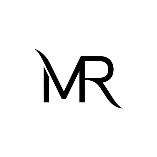 AI Design for please, could you create a logo black and white for a brand called: "MR" whitout anything connected in music