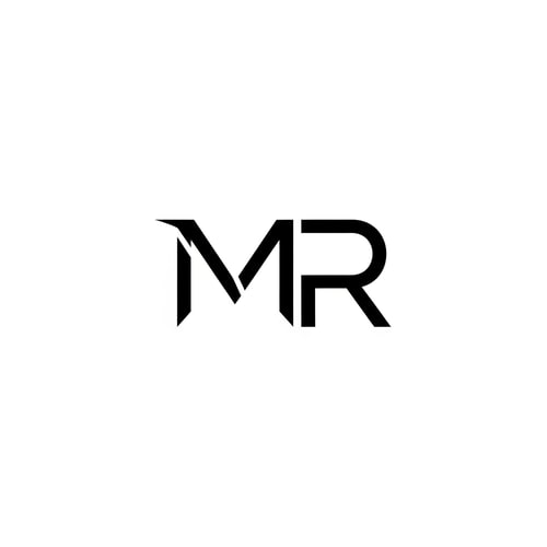 AI Design for please, could you create a logo black and white for a brand called: "MR" whitout anything connected in music