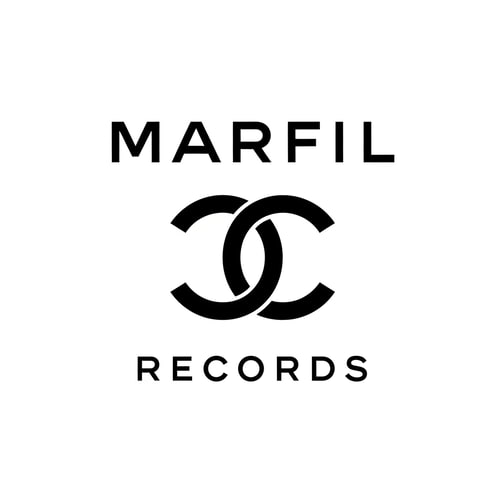 AI Design for create a black and white logo for a "Marfil records", using as inspiration the "chanel brand logo".