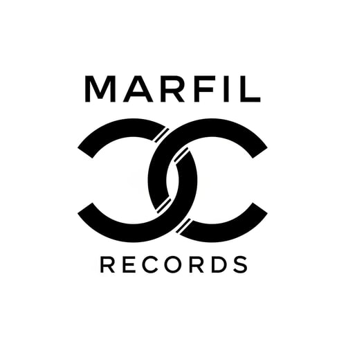 AI Design for create a black and white logo for a "Marfil records", using as inspiration the "chanel brand logo".