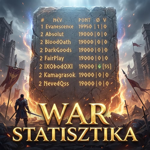 AI Design for Szerkeszd meg epicen. Írd alulra WAR statisztika. Jól látszódjon az irás is és a céh nevek ugyan azok maradjanak