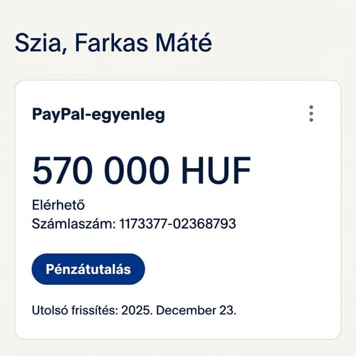 AI Design for szerkeszd meg valósan hogy van rajta 570 ezer. Legyyen rajta minden adat teljes.  nevem Farkas Máté stb. számlaszám: 1173377-02368793. Utolsó frissités: 2025. December 23.