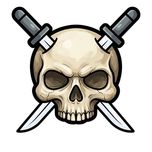 AI Design for Give the skull slightly better coloring but do not change the appearance of the katana.