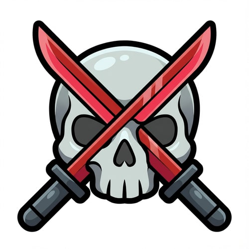 AI Design for can you create a cartooonish vector of a skull with 2 katanas going through it

The attached image represents the overall artistic style and aesthetic. Use it as a reference for visual consistency and design language. Do not replicate these images directly, but capture the general artistic direction and style.

General color scheme includes: #c82828, #f03c50, #505050, #dcdcdc, #8c143c

And follow these custom instructions: Create icons with a bold, modern cartoon-vector aesthetic. Use thick, clean outlines (preferably dark or black) to define shapes and provide strong contrast against vibrant fills. Maintain smooth, rounded corners and soft geometric forms—favor simplified silhouettes over intricate details.

Use a vivid, saturated color palette with high contrast between foreground and background elements. Incorporate subtle gradients and light reflections to add depth without overwhelming clarity.