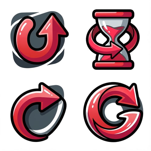 AI Design for Create three separate retry buttons. cartoonish with no square or circle and no text
The attached image represents the overall artistic style and aesthetic. Use it as a reference for visual consistency and design language. Do not replicate these images directly, but capture the general artistic direction and style.
General color scheme includes: #c82828, #f03c50, #505050, #dcdcdc, #8c143c
And follow these custom instructions: Create icons with a bold, modern cartoon-vector aesthetic. Use thick, clean outlines (preferably dark or black) to define shapes and provide strong contrast against vibrant fills. Maintain smooth, rounded corners and soft geometric forms—favor simplified silhouettes over intricate details.
Use a vivid, saturated color palette with high contrast between foreground and background elements. Incorporate subtle gradients and light reflections to add depth without overwhelming clarity.