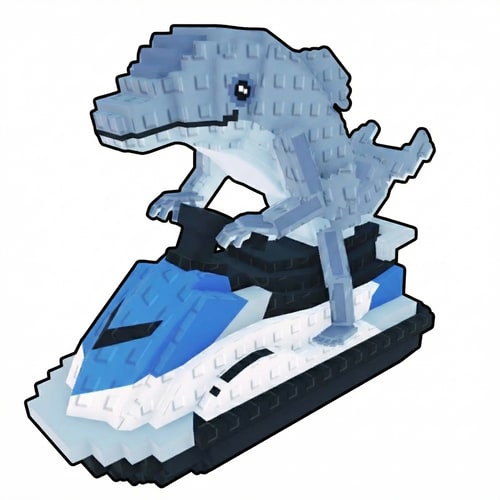 AI Design for add a black outline to with this character on the jetski, (it should look like have the same black outline as the character with white pants) make him face the right, keep the art style DO NOT CHANGE ANYTHING ELSE