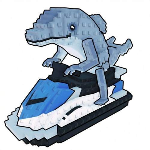 AI Design for add a black outline to with this character on the jetski, (it should look like have the same black outline as the character with white pants) make him face the right, keep the art style DO NOT CHANGE ANYTHING ELSE