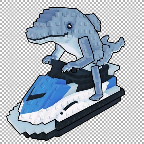 AI Design for add a black outline to with this character on the jetski, (it should look like have the same black outline as the character with white pants) make him face the right, keep the art style DO NOT CHANGE ANYTHING ELSE