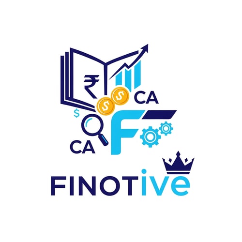 AI Design for book, upward rising chart, rupees symbol or rupee coins, CA Arrow., letter "F", Search, Gear,crown
I need aall these elements put together in a seemless and meaning full way for a logo for "Finotive" use navy blue and cyan