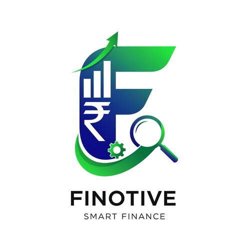 AI Design for design a logo for Finotive - smart finance. strong Moptive where letter F, rupee symbol, rising bar graphs, upward arrow, magnifying glass and gear must be there