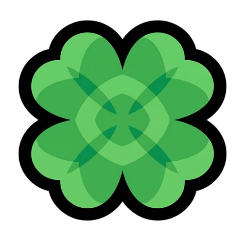 AI Design for make this green clover the exact same size and quality WITH THE EXACT SAME BLACK OUTLINE as this golden clover DO NOT CHANGE ANYTHING ELSE ALSO MAKE BG WHITE