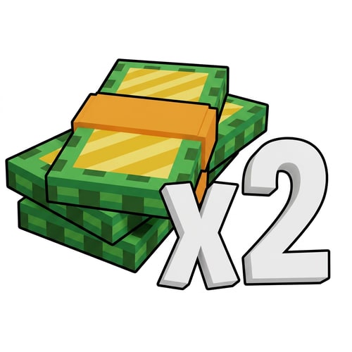 AI Design for replace this cash bills texture with this one: keep the same exact structure and size of the cash pile just alter the bills appearances, additionally, change the "x2" to just white with no texture