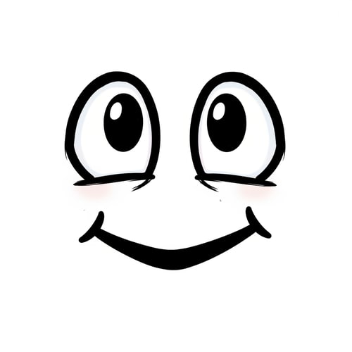 AI Design for make a roblox face with only mouth and eyes with y2k aesthetic make it look hand drawn with a white background