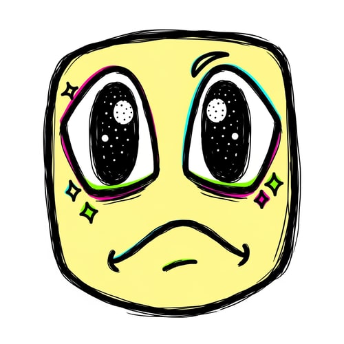 AI Design for make a roblox face with only mouth and eyes with y2k aesthetic make it look hand drawn with a white background make it a male