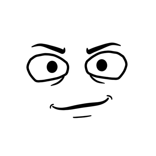 AI Design for make a roblox face with only mouth and eyes with y2k aesthetic make it look hand drawn with a white background make it a male