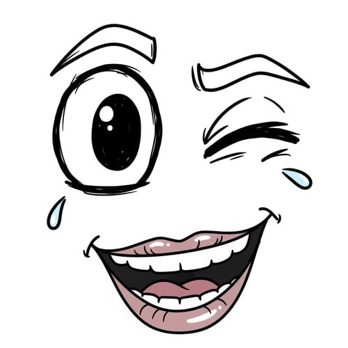 AI Design for make a roblox face with only mouth and eyes with y2k aesthetic make it look hand drawn with a white background make it a male