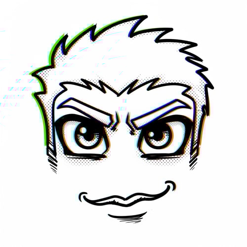 AI Design for make a roblox face with only mouth and eyes with y2k aesthetic make it look hand drawn with a white background make it a male