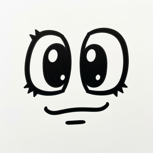 AI Design for make a roblox face with only mouth and eyes with y2k aesthetic make it look hand drawn with a white background