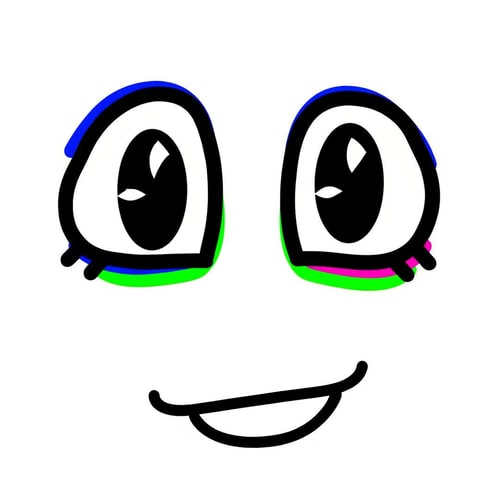 AI Design for make a roblox face with only mouth and eyes with y2k aesthetic make it look hand drawn with a white background