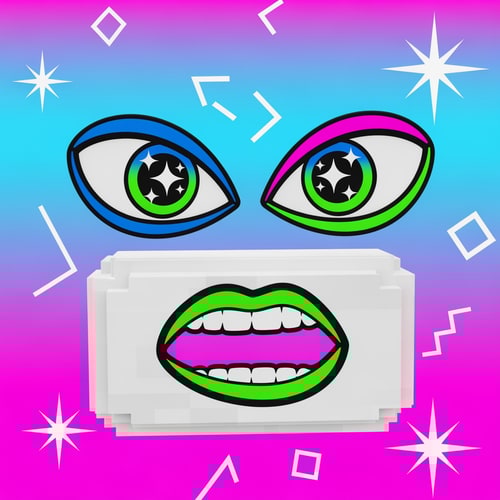 AI Design for make a roblox face with only mouth and eyes with y2k aesthetic