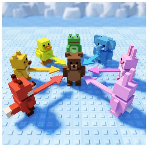 AI Design for replace these penguins with these characters, DO NOT CHANGE ANYTHING ELSE