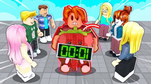 AI Design for replace the bomb with this strawberry elephant but make the strawberry elephant the shape of the bomb DO NOT REPLACE THE HUMAN ONLY THE BOMB