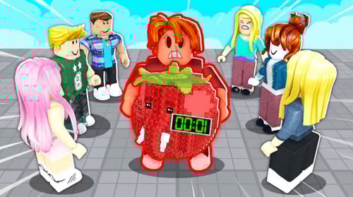 AI Design for replace the bomb with this strawberry elephant but make the strawberry elephant the shape of the bomb DO NOT REPLACE THE HUMAN ONLY THE BOMB