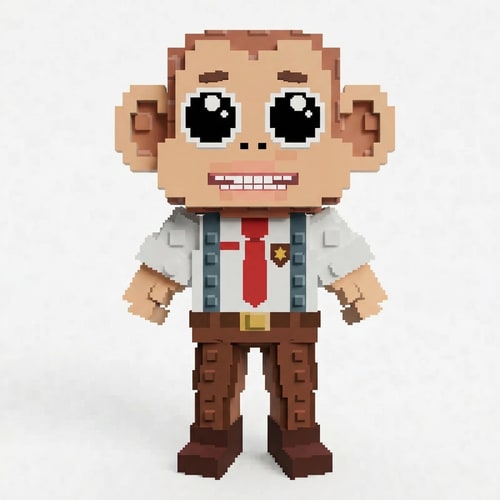 AI Design for replace this tall monkey with this small monkey adapt the small monkey to fit in the same art style as the tall monkey DO NOT CHANGE ANYTHING ELSE