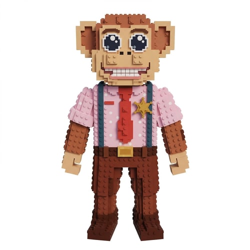 AI Design for replace this tall monkey with this small monkey adapt the small monkey to fit in the same art style as the tall monkey DO NOT CHANGE ANYTHING ELSE