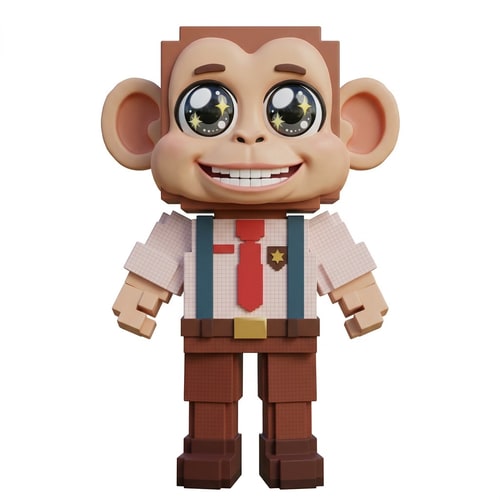 AI Design for replace this tall monkey with this small monkey adapt the small monkey to fit in the same art style as the tall monkey DO NOT CHANGE ANYTHING ELSE