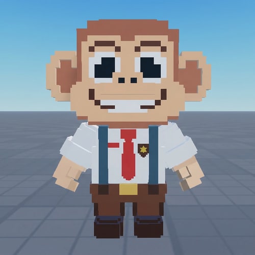 AI Design for replace this tall monkey with this small monkey adapt the small monkey to fit in the same art style as the tall monkey DO NOT CHANGE ANYTHING ELSE