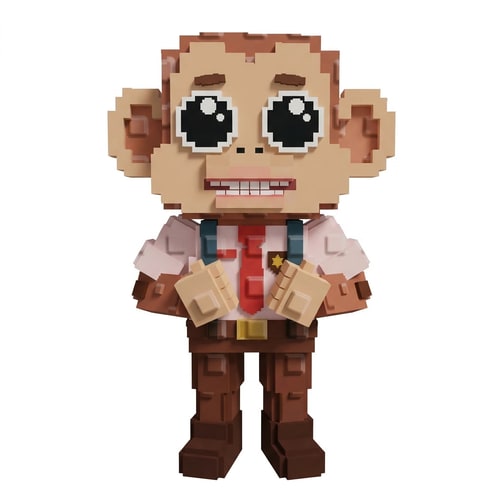 AI Design for replace this tall monkey with this small monkey adapt the small monkey to fit in the same art style as the tall monkey DO NOT CHANGE ANYTHING ELSE