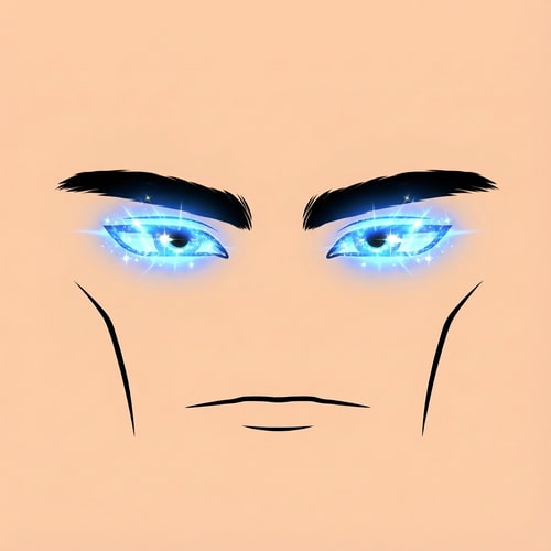 AI Design for make the eyes more powerful looking and change absolutely nothing else