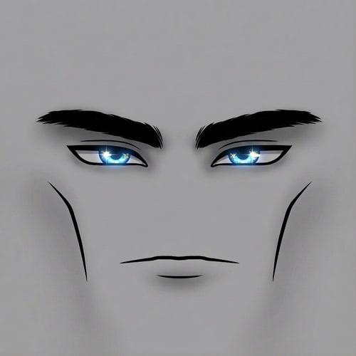 AI Design for make the gold in the eyes slightly shine more and make the eye brows slightly thicker vertically and change ABSOLUTELY NOTHING ELSE