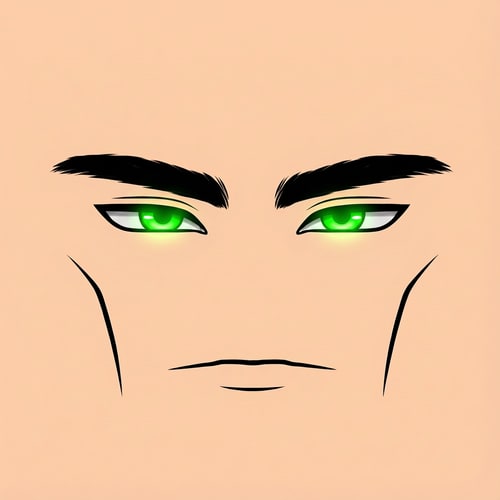 AI Design for make the eyes bright green looking and change absolutely nothing else