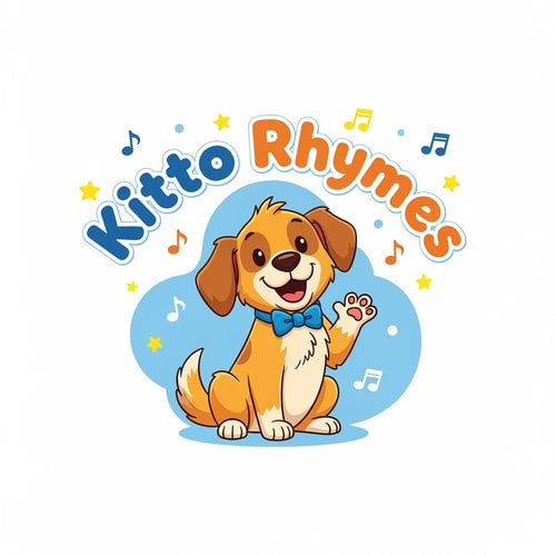 AI Design for kitto Rhymes logo — cartoon dog
