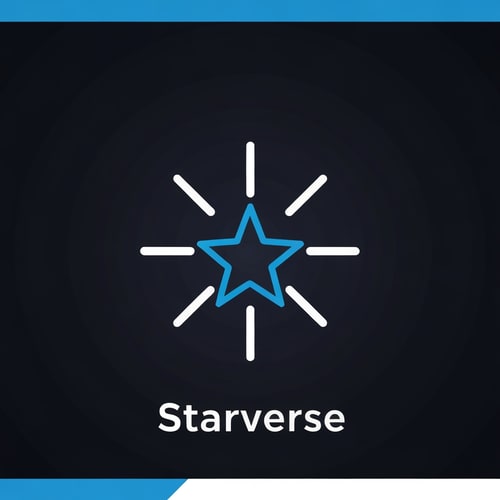 AI Design for minimal star icon emitting broadcast signal beams, logo for Starverse internet provider, modern telecom branding similar to US ISP companies, flat vector design, corporate look, blue and dark navy color scheme