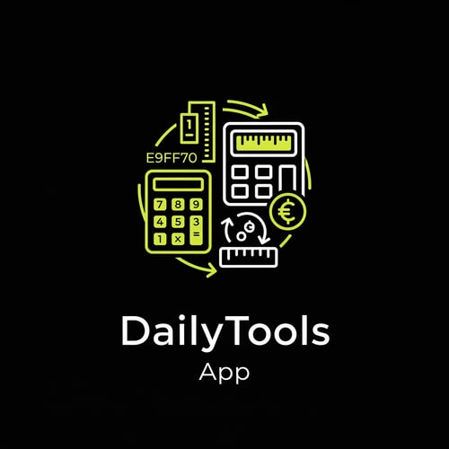 AI Design for create the app logo for DailyTools App, in which we have differnt calculators and convertors use E9FF70 code for logo with black background