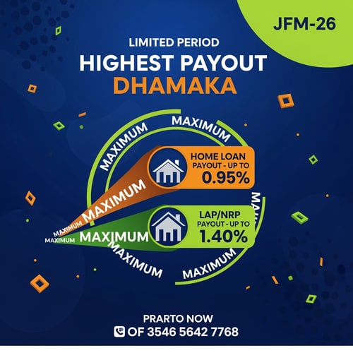 AI Design for JFM-26 Highest Payout Dhamaka DISBURSE Max and Get Payout MAXIMUM Do business with selected Banks/FI and earn highest payout for JFM’26 Home Loan Payout – Up to 0.95% LAP/NRP Payout – Up to 1.40% Instant Payout Available LIMITED PERIOD OFFER ONLY make a offer contest image and Home Loan Payout – Up to 0.95% LAP/NRP Payout – Up to 1.40% add in circle and write MAXIMUM letters in small to big increasing size , make flyer image and attractive colours