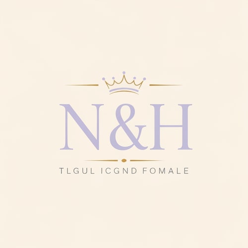 AI Design for Design a chic and feminine luxury logo for “N & H” using stylish serif typography. Include a delicate feminine crown on top of the initials to symbolize elegance and beauty. Use pastel lavender, soft cream, and subtle gold accents for a refined premium look. The logo should feel soft, luxurious, classy, and elegant, perfect for a beauty, fashion, or feminine brand. Minimal luxury logo, graceful composition, clean branding, sophisticated female aesthetic.