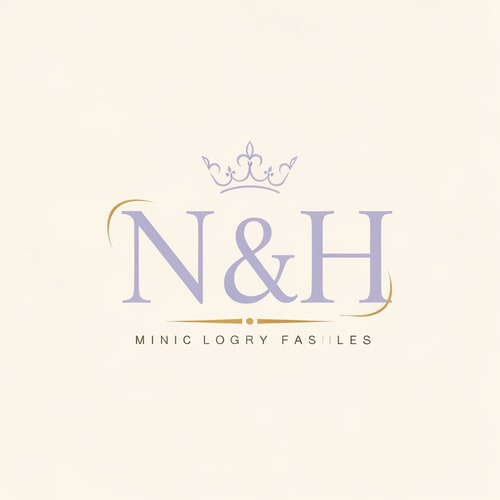 AI Design for Design a chic and feminine luxury logo for “N & H” using stylish serif typography. Include a delicate feminine crown on top of the initials to symbolize elegance and beauty. Use pastel lavender, soft cream, and subtle gold accents for a refined premium look. The logo should feel soft, luxurious, classy, and elegant, perfect for a beauty, fashion, or feminine brand. Minimal luxury logo, graceful composition, clean branding, sophisticated female aesthetic.