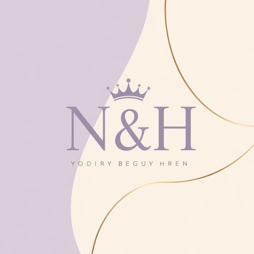 AI Design for Design a luxurious and feminine logo for the brand name N & H. Use elegant serif typography with a soft feminine touch. Add a delicate princess crown above the initials, designed for a modern classy woman. Use a soft lavender and cream color palette as the main tones, with subtle gold accents for a premium luxurious feel. The logo should look graceful, elegant, minimal, and sophisticated. Clean composition, feminine branding, soft curves, luxury beauty brand style, high-end fashion aesthetic, premium logo design, simple background.