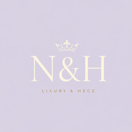 AI Design for Design a chic and feminine luxury logo for “N & H” using stylish serif typography. Include a delicate feminine crown on top of the initials to symbolize elegance and beauty. Use pastel lavender, soft cream, and subtle gold accents for a refined premium look. The logo should feel soft, luxurious, classy, and elegant, perfect for a beauty, fashion, or feminine brand. Minimal luxury logo, graceful composition, clean branding, sophisticated female aesthetic.