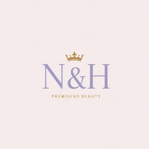 AI Design for Design a sophisticated feminine logo for “N & H” with elegant serif lettering. Add a small luxurious crown above the initials, styled for a classy feminine brand. Use soft lavender purple as the main color, cream as the secondary tone, and gold accents for elegance and richness. The design should be minimal, luxurious, modern, and feminine. Premium beauty logo, high-end branding, elegant monogram, soft luxury aesthetic, clean background.