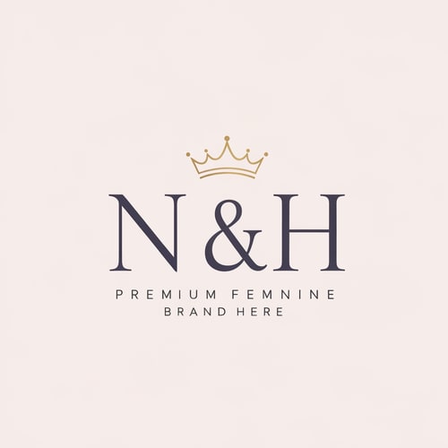 AI Design for Create a minimal and elegant logo for “N & H” using luxurious serif typography. Add a feminine crown above the text, subtle and graceful, symbolizing beauty and elegance. Use a soft lavender and cream palette with gold highlights for a premium feminine luxury feel. The logo should be clean, minimal, soft, classy, and modern. High-end feminine brand identity, elegant monogram logo, luxury beauty style, timeless and graceful.